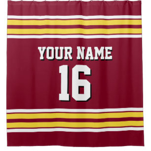 Burgund mit gelben weißen Streifen Sport Jersey Duschvorhang