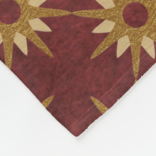 Burgund mit Gold Stars Muster Fleecedecke (Ecke)