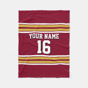 Burgund mit Gold White Stripes Team Jersey Fleecedecke