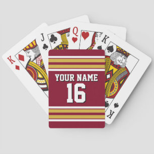 Burgund mit Gold White Stripes Team Jersey Spielkarten
