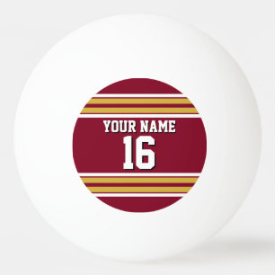 Burgund mit Gold White Stripes Team Jersey Tischtennisball