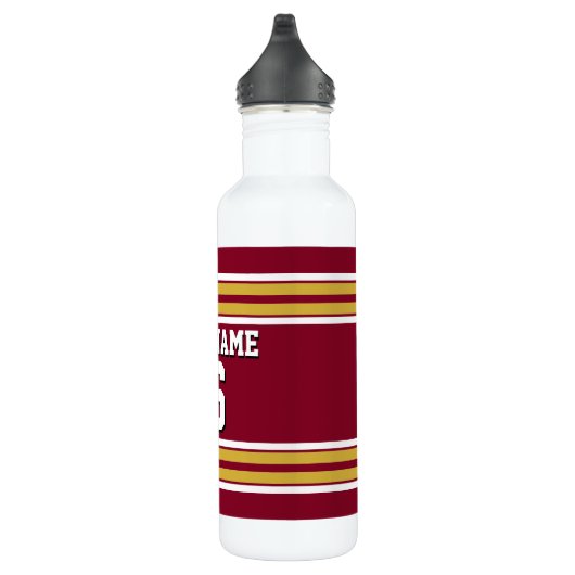 Burgund mit Gold White Stripes Team Jersey Trinkflasche (Rechts)