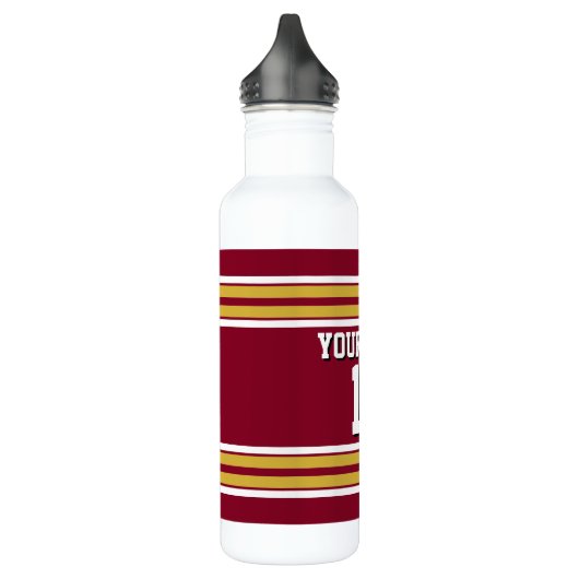 Burgund mit Gold White Stripes Team Jersey Trinkflasche (Links)