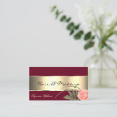 Burgund mit Golddekor und Niedlicher Rose Blume Visitenkarte (Stehend Vorderseite)