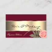 Burgund mit Golddekor und Niedlicher Rose Blume Visitenkarte (Vorderseite)
