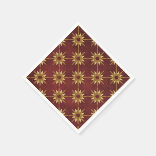 Burgund mit Goldstern-Muster Serviette (Ecke)
