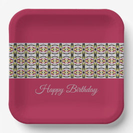 Burgund mit Grau Pappteller