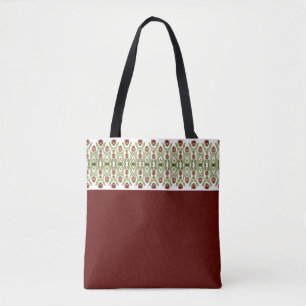 Burgund mit grünem Muster Tasche