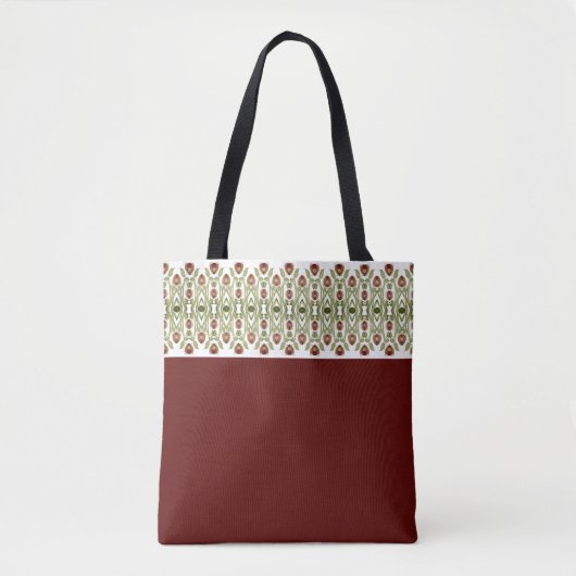 Burgund mit grünem Muster Tasche (Vorderseite)
