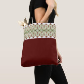 Burgund mit grünem Muster Tasche (Von Nahem)