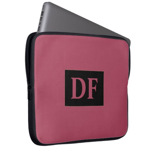 Burgund Mit Monogramm Laptopschutzhülle (Vorne Rechts)