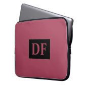 Burgund Mit Monogramm Laptopschutzhülle (Vorderseite Links)