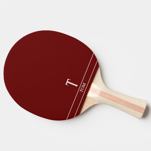 Burgund Mit Monogramm Ping Pong Paddle Tischtennis Schläger (Seitenansicht)