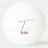 Burgund Mit Monogramm Tischtennisball (Rückseite)