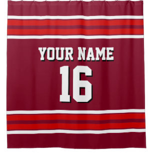 Burgund mit Red White Stripes Sports Jersey Duschvorhang
