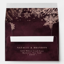 Burgund mit Rose Gold Snowflakes 12x18 Wedding