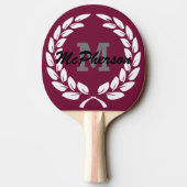 Burgund mit Siegeschrei und Monogramm/Name Tischtennis Schläger (Rückseite)
