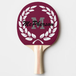 Burgund mit Siegeschrei und Monogramm/Name Tischtennis Schläger