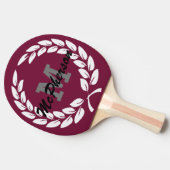 Burgund mit Siegeschrei und Monogramm/Name Tischtennis Schläger (Seitenansicht)