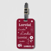 Burgund mit weißen Blume, kundenspezifisch Gepäckanhänger (Vorderseite Vertikal)