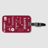 Burgund mit weißen Blume, kundenspezifisch Gepäckanhänger (Vorderseite (Horizontal))