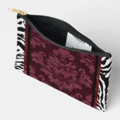 Burgund mit Zebra-Imitaten Glitzern Zubehörtasche (Offen)