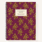 Burgund Mode Blumig Boho Chic Student Individuell Notizblock (Vorderseite)
