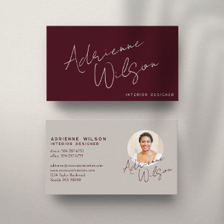 Burgund Modern Elegante Signatur Minimalistisches  Visitenkarte
