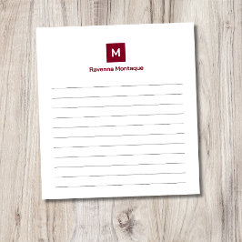 Burgund modern liniert schick trendig Monogramm  Notizblock