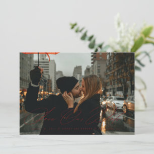 Burgund Modern Save the Date Fotokarte Einladung