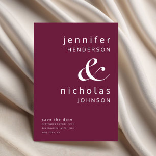 Burgund Moderne Ampere und Typografie Hochzeit Save The Date