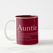Burgund Moderne beste Tante-Tante-Definition Zweifarbige Tasse (Links)
