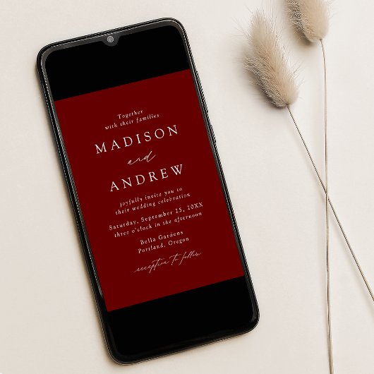 Burgund Moderne Elegance Hochzeit Einladung