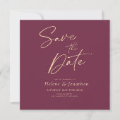 Burgund Moderne Hochzeit Save the Date Einladung (Vorderseite)