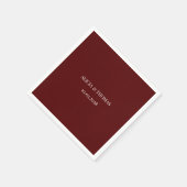 Burgund Moderne Initialen Minimalistische Hochzeit Serviette (Ecke)