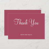 Burgund Moderne Minimalistische Hochzeit Danke Kar (Vorne/Hinten)
