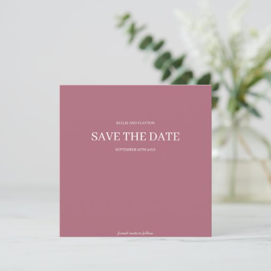Burgund moderne Minimalistische Hochzeit retten da Save The Date (Stehend Vorderseite)