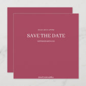 Burgund moderne Minimalistische Hochzeit retten da Save The Date (Vorne/Hinten)