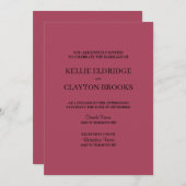 Burgund Moderne Minimalistische Hochzeitseinladung Einladung (Vorne/Hinten)