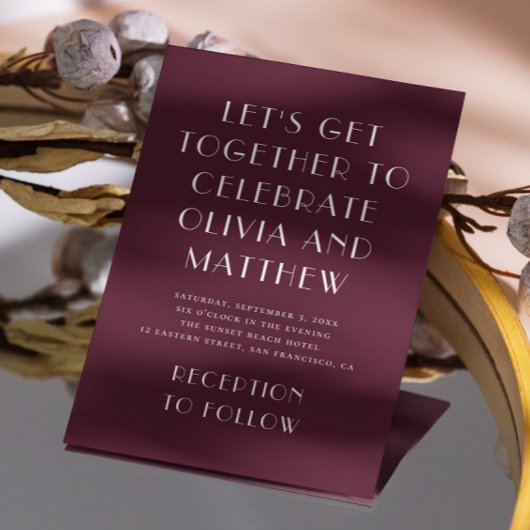 Burgund moderne Typografie minimalistische Hochzei Einladung