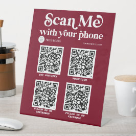 Burgund moderne Typografie QR Code scannable  Sockelschild