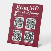 Burgund moderne Typografie QR Code scannable  Sockelschild (Vorderseite)