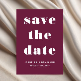 Burgund Moderne Typografie Save the Date Hochzeit