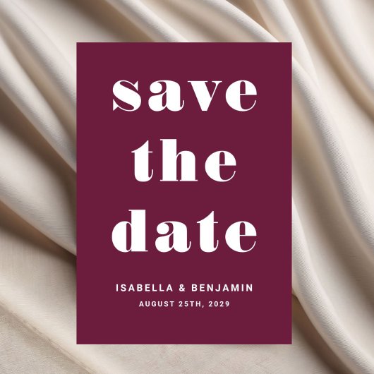 Burgund Moderne Typografie Save the Date Hochzeit