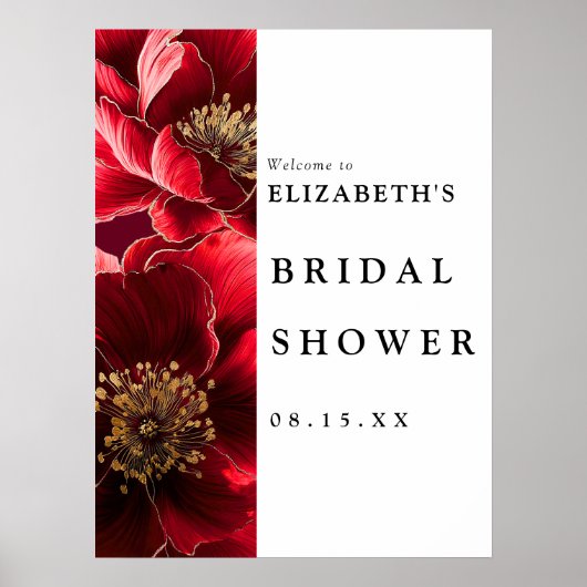 Burgund Modernes Brautparty Begrüßungszeichen Poster (Vorne)