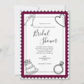 Burgund Modernes Brautparty Einladung (Vorderseite)