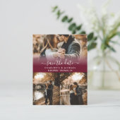 Burgund modernes Hochzeitstil-Foto speichert die D Ankündigung (Stehend Vorderseite)