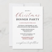 Burgund Modernes Minimales Weihnachtsessen Party Einladung (Vorderseite)