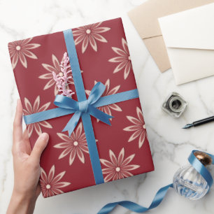 Burgund Modernes Minimalistisches Sternblumenmuste Geschenkpapier