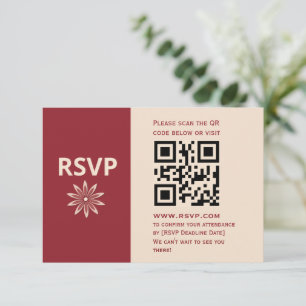 Burgund Modernes Minimalistisches Sternblumenmuste RSVP Karte